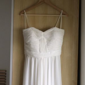 Strapless ruched empire sheath wedding dress 8